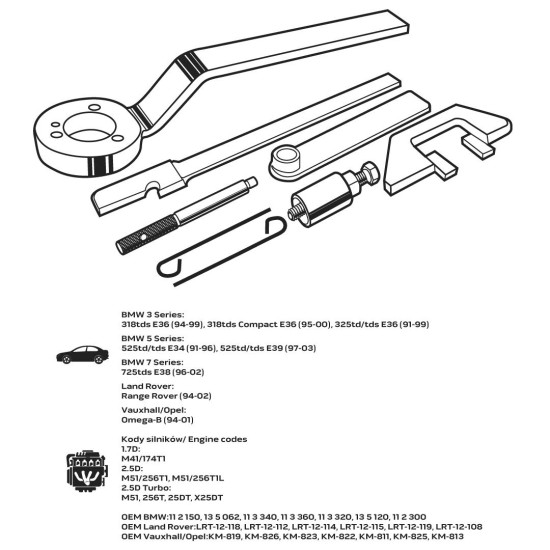 Vezérműtengely blokkoló készlet, BMW, Land Rover, Opel dízelmotorokhoz (11-317)