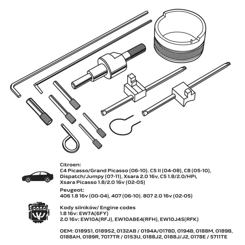 Vezérműtengely blokkoló készlet, PSA dízel és benzinmotorokhoz (11-321) Vezérműtengely blokkoló készlet, PSA dízel és benzinmotorokhoz (11-321)