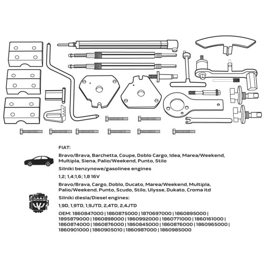 Vezérműtengely blokkoló készlet, Fiat benzin és dízelmotorok (11-326)