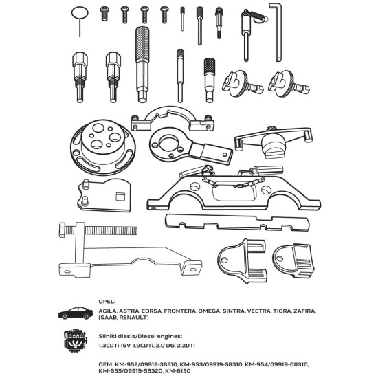 Vezérműtengely blokkoló készlet, Opel dízelmotorokhoz (11-330)