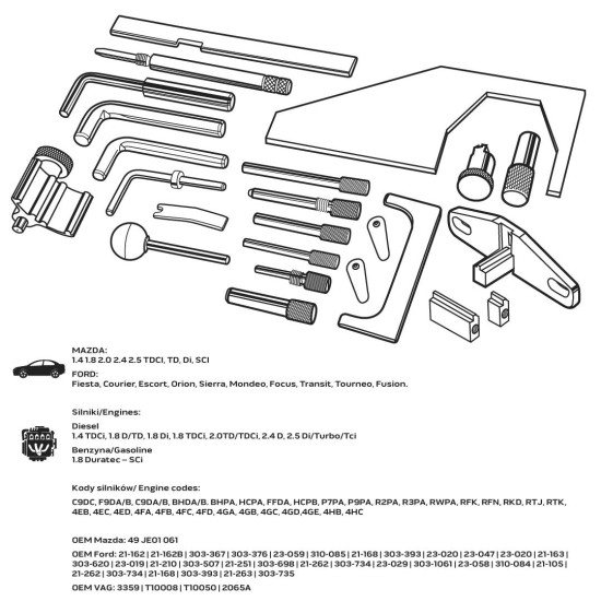 Vezérműtengely blokkoló készlet, Mazda/Ford benzin és dízelmotorok (11-333)