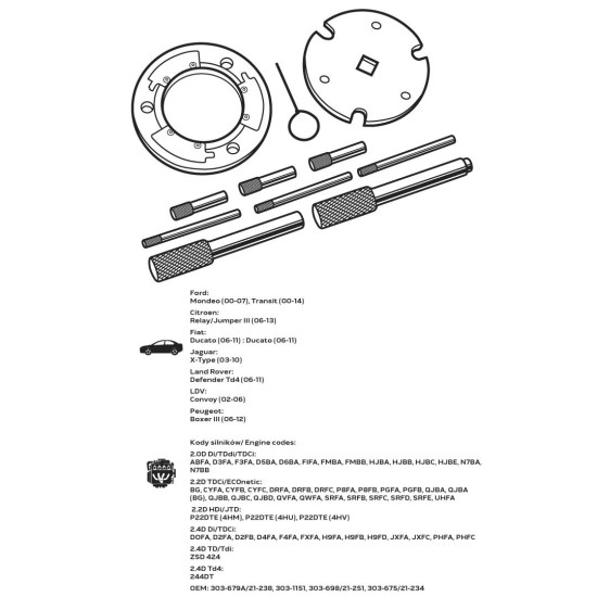 Vezérműtengely blokkoló készlet, Ford/Citroen/Fiat/Jaguar/Land Rover/LDV/Peugeot dízelmotorokhoz (11-334)