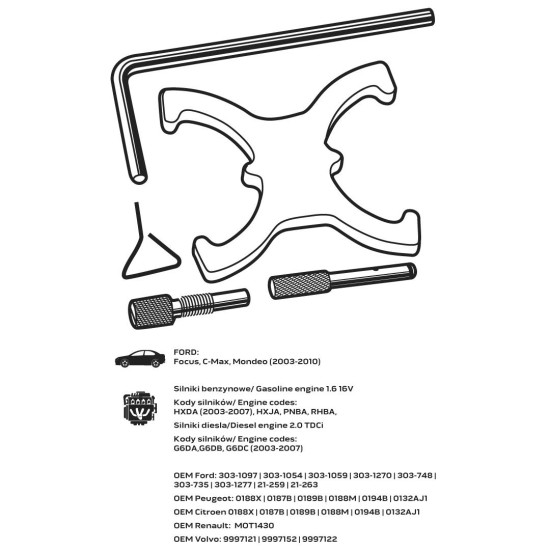 Vezérműtengely blokkoló készlet, Ford Focus benzin és dízelmotorok (11-335)