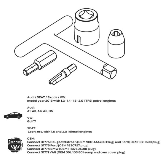 Olajszűrő kulcs készlet műanyagházas szűrőkhöz, TFSI motorokhoz (11-384)