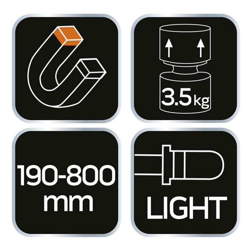 Mágneses CSAVARKISZEDŐ TELESZKÓPOS 190-810mm, 3.5KG LÁMPÁVAL (11-611) Mágneses CSAVARKISZEDŐ TELESZKÓPOS 190-810mm, 3.5KG LÁMPÁVAL (11-611)