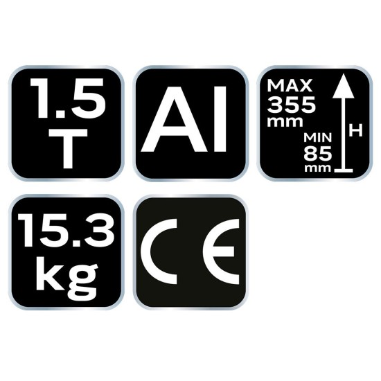 Aluminium Hidraulikus krokodilemelő, 1,25T, 85-375mm (11-730)