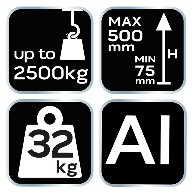 Alacsony profilú hidraulikus krokodilemelő 2.5T, 85-455mm (11-731) Alacsony profilú hidraulikus krokodilemelő 2.5T, 85-455mm (11-731)