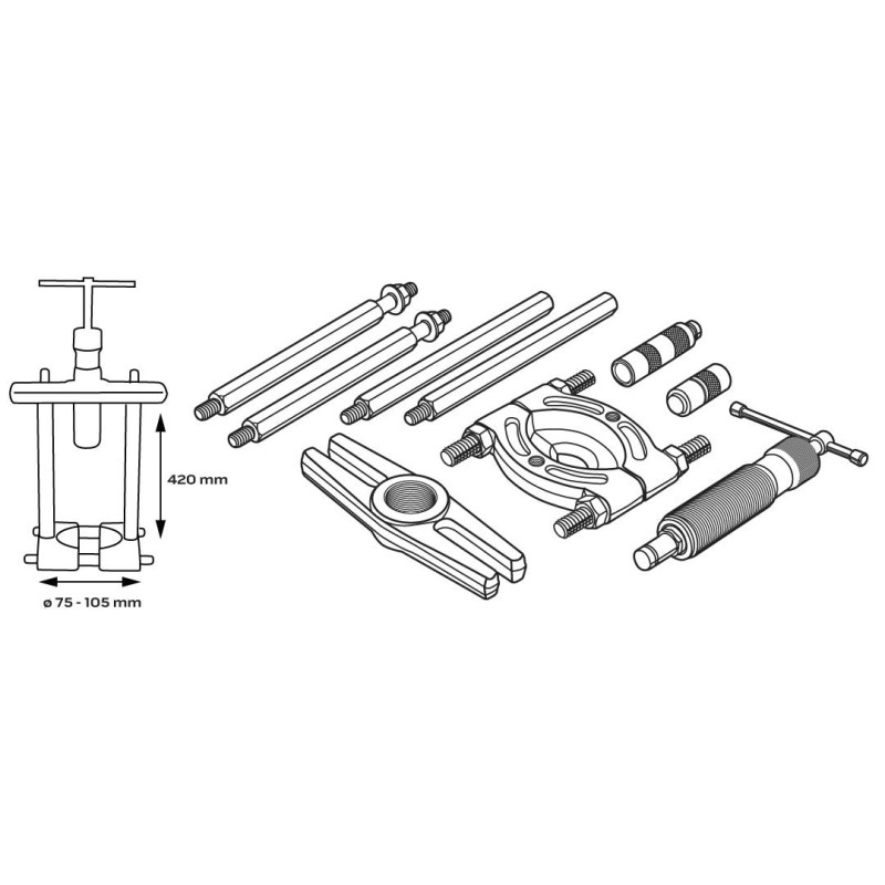 Hidraulikus csapágy és agylehúzó készlet 10 tonnás (11-847) Hidraulikus csapágy és agylehúzó készlet 10 tonnás (11-847)