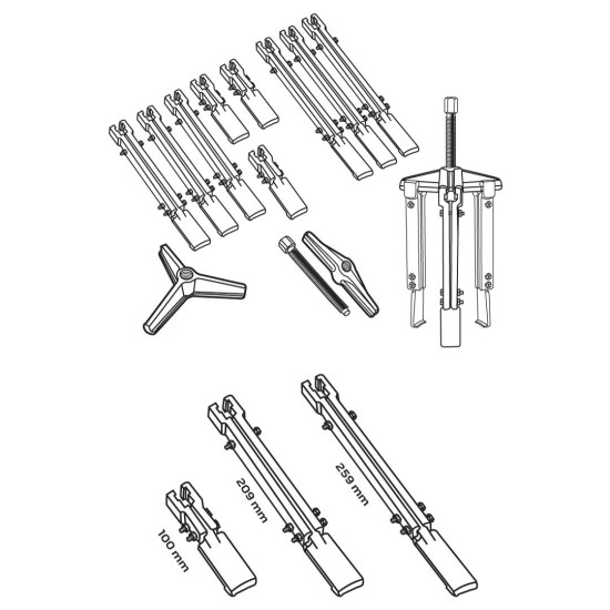 Csapágylehúzó készlet, 100, 200, 250mm-es karokkal (11-848)