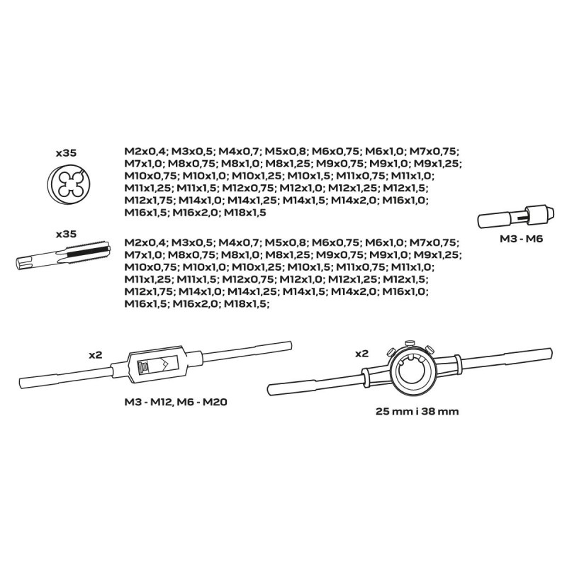 Menetkészítő készlet, 110db (11-915) Menetkészítő készlet, 110db (11-915)