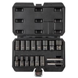 Dugókulcskészlet, sérült fejű csavarokhoz 16db 1/2”, 8, 10, 11, 12, 13, 14, 15, 16, 17, 19, 21, 22, 24, 27mm (11-920)