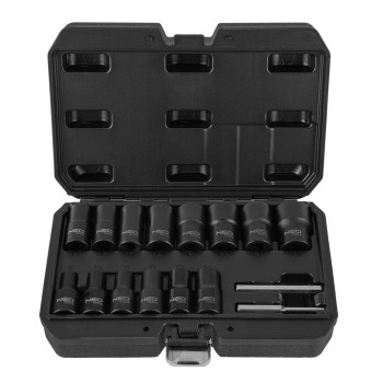 Dugókulcskészlet, sérült fejű csavarokhoz 16db 1/2”, 8, 10, 11, 12, 13, 14, 15, 16, 17, 19, 21, 22, 24, 27mm (11-920)