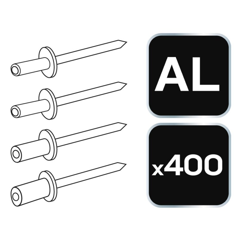 Alu popszegecs készlet, 400db (11-970) Alu popszegecs készlet, 400db (11-970)