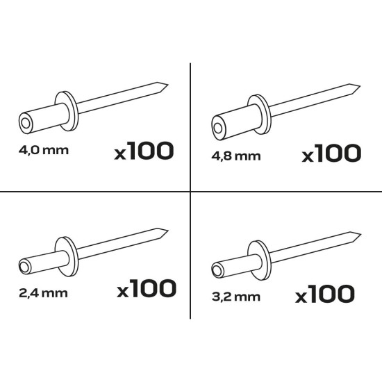 Alu popszegecs készlet, 400db (11-970)