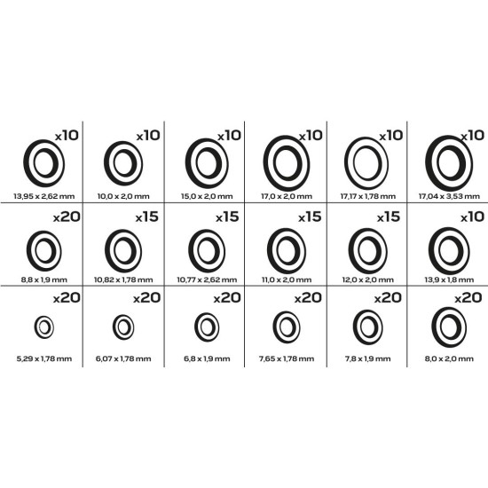 Tömitéskészlet (O-gyűrű HNBR) autóklímához, 270db (11-976)
