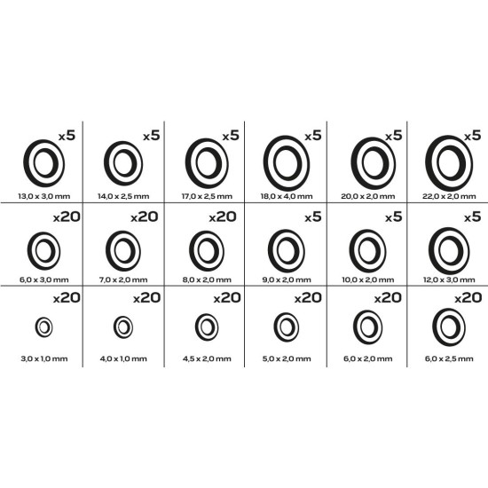 Tömitéskészlet (O-gyűrű NBR), 225db (11-977)