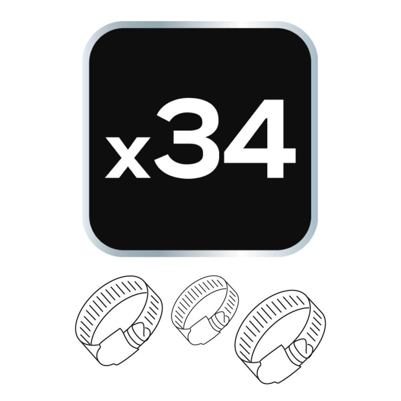 Tömlőbilincs készlet, 34db (11-981) Tömlőbilincs készlet, 34db (11-981)