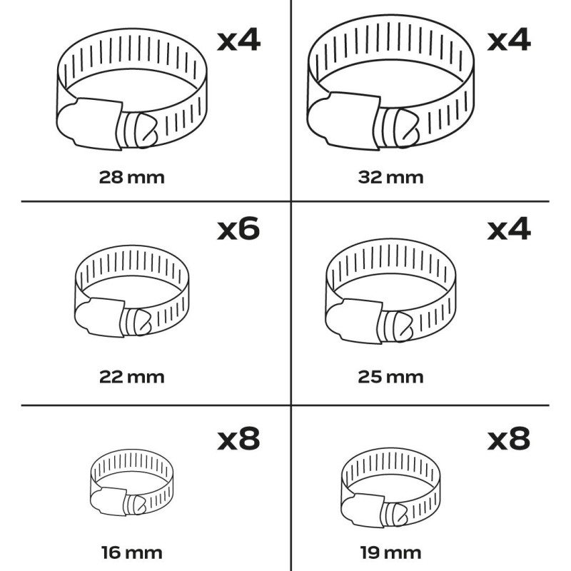 Tömlőbilincs készlet, 34db (11-981) Tömlőbilincs készlet, 34db (11-981)