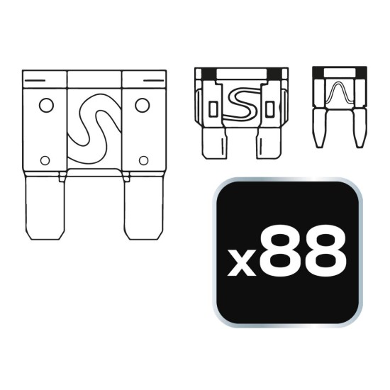 Gépkocsi biztositék készlet, 88db (11-993)