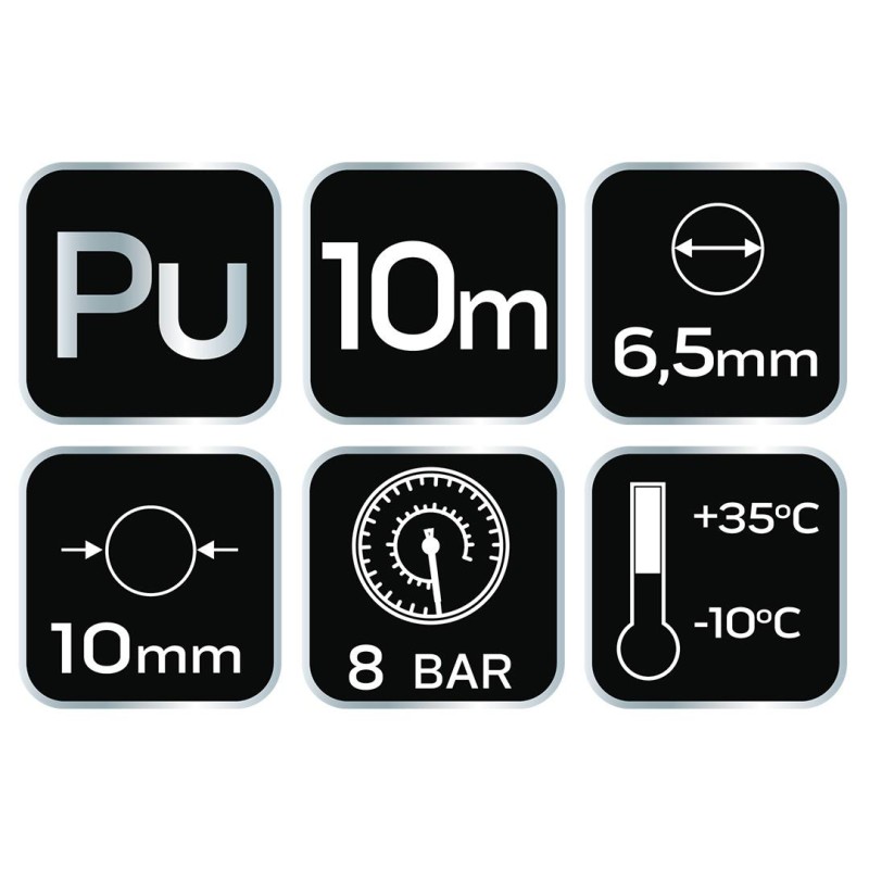 Pneumatikus spiráltömlő, 6,5 x 10mm x 10m, PU (12-071) Pneumatikus spiráltömlő, 6,5 x 10mm x 10m, PU (12-071)