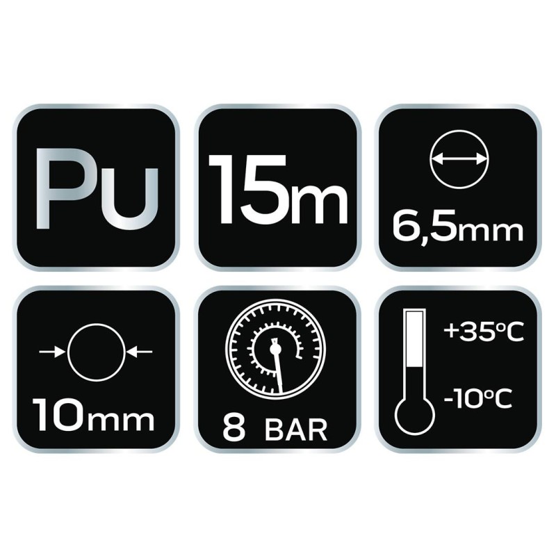 Pneumatikus spiráltömlő, 6,5 x 10mm x 15m, PU (12-072) Pneumatikus spiráltömlő, 6,5 x 10mm x 15m, PU (12-072)