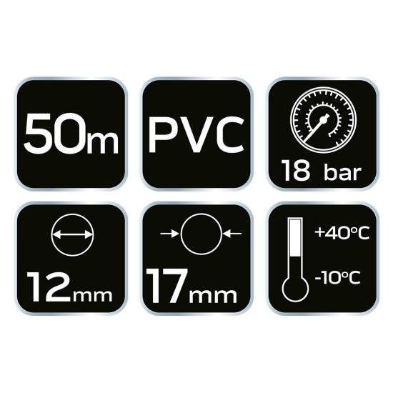 Pneumatikus tömlő 12x17mm, 50 m, 13 bar (12-081)