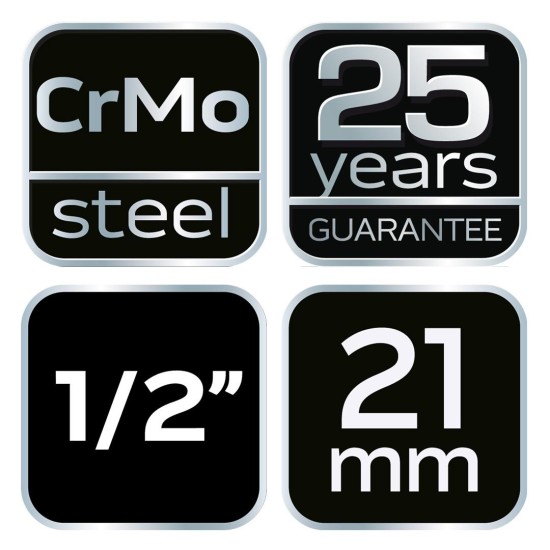 Gépi dugókulcs 1/2'', 21mm, Cr-Mo (12-221)
