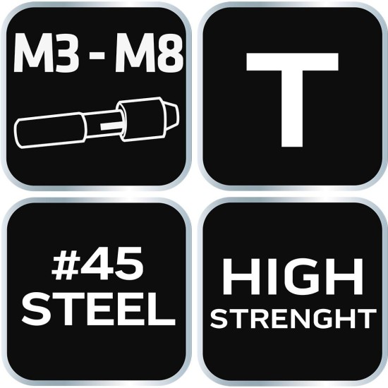 T-hajtókar menetfúrókhoz, M3-M8, racsnis (12-908)