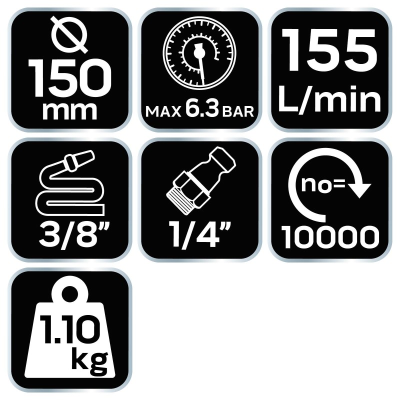 Pneumatikus excentercsiszoló 150mm, vákumos porelszívással (14-013) Pneumatikus excentercsiszoló 150mm, vákumos porelszívással (14-013)
