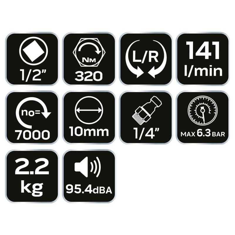 Pneumatikus ütvecsavarozó készlet 1/2'' 32kgm, dugókulcsokkal (14-502)