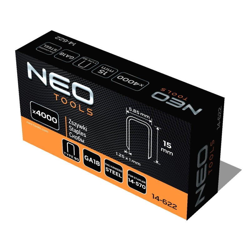 Tűzőkapocs, horganyzott 90-es tipus, pneumatikus tűzőgéphez (14-570), GA18, 15mm, 4000db (14-622) Tűzőkapocs, horganyzott 90-es tipus, pneumatikus tűzőgéphez (14-570), GA18, 15mm, 4000db (14-622)