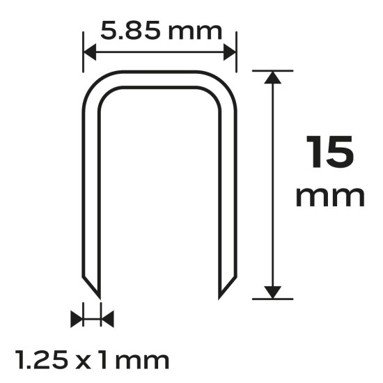 Tűzőkapocs, horganyzott 90-es tipus, pneumatikus tűzőgéphez (14-570), GA18, 15mm, 4000db (14-622)