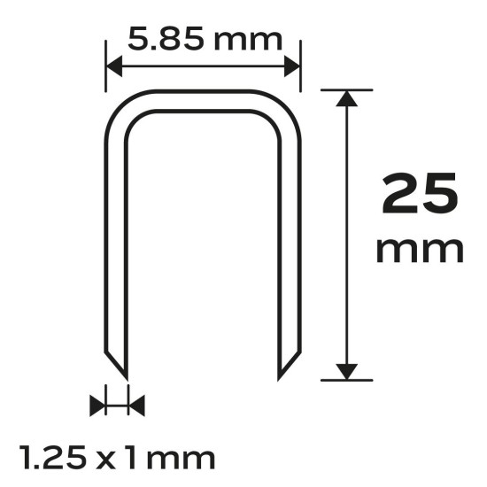 Tűzőkapocs, horganyzott 90-es tipus, pneumatikus tűzőgéphez (14-570), GA18, 25mm, 4000db (14-625)