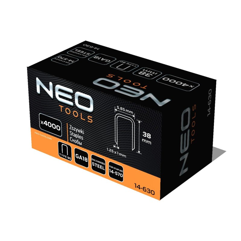 Tűzőkapocs, horganyzott 90-es tipus, pneumatikus tűzőgéphez (14-570), GA18, 38mm, 4000db (14-630) Tűzőkapocs, horganyzott 90-es tipus, pneumatikus tűzőgéphez (14-570), GA18, 38mm, 4000db (14-630)