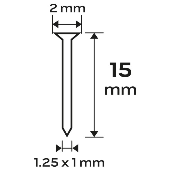 Tűzőszeg, horganyzott 300 (F) tipus, pneumatikus tűzőgéphez (14-570), GA18, 15mm, 4000db (14-651)