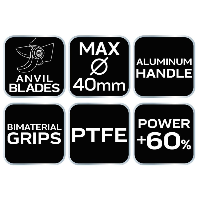 Ágvágó, rávágó, áttételes, 765mm, vágókap.: 40mm, alumínium nyél, teflon bevonat, 60% plusz erőátvitel (15-252) Ágvágó, rávágó, áttételes, 765mm, vágókap.: 40mm, alumínium nyél, teflon bevonat, 60% plusz erőátvitel (15-252)