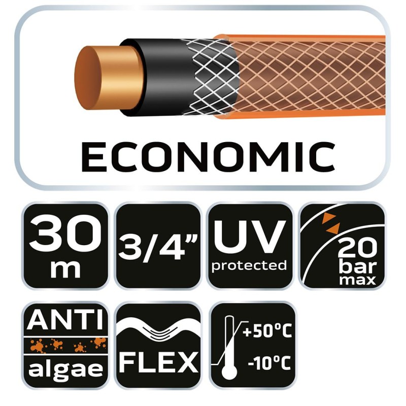 Locsolótömlő 3/4''x30 m, 4 rétegű ECONOMIC (15-804)