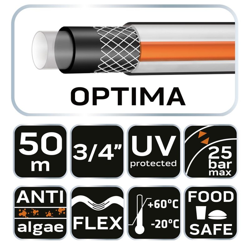 Locsolótömlő 3/4''x50 m, 4 rétegű OPTIMA (15-825)
