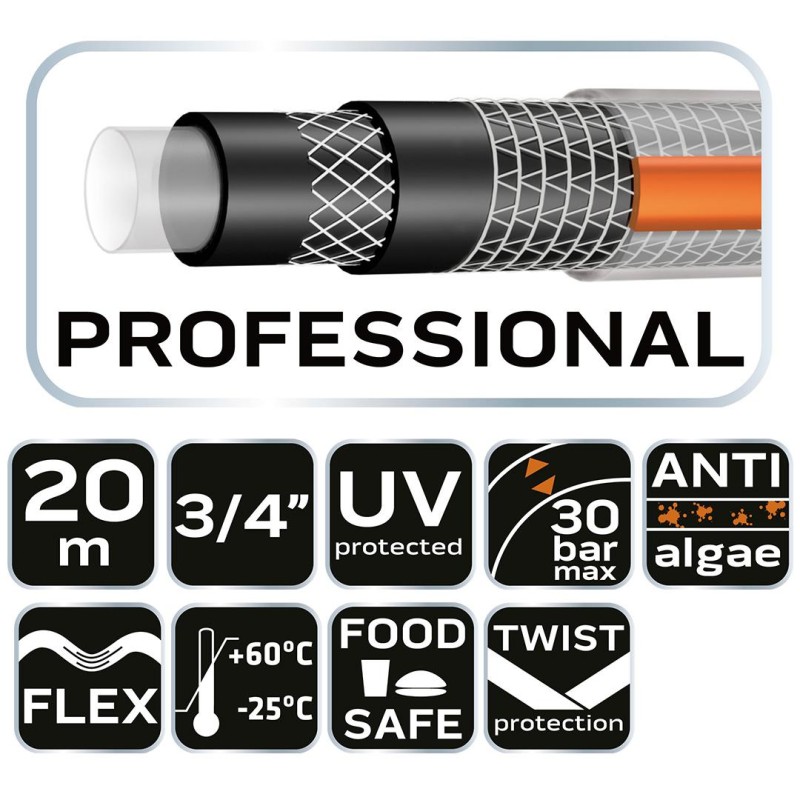 Locsolótömlő 3/4''x20 m, 6 rétegű PROFESSIONAL (15-843)