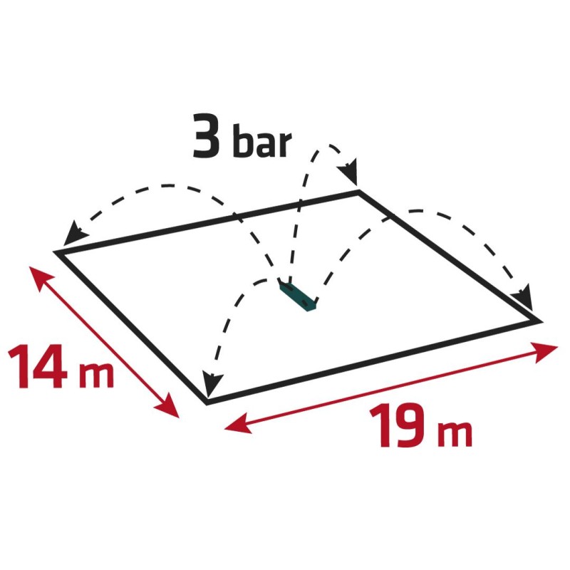 Négyszögesőztető, billenő, öntöző, 14x19m - 266 m2, 16 fúvóka (15G773)