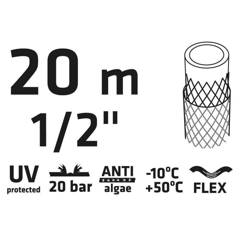 Locsolótömlő 20 m, 1/2'', ECONOMIC, zöld (15G800)