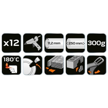 Ragasztópatron, 11x250mm, 12db, 300g, fehér (17-172)