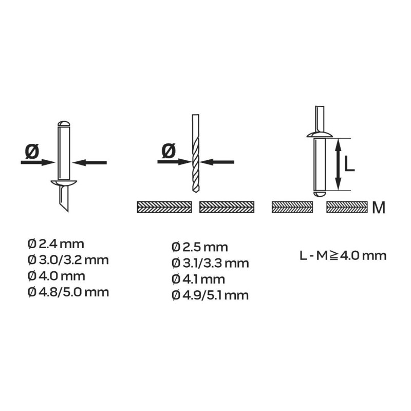 POPSZEGECSHÚZÓ 265mm, 2.4, 3.2, 4.0, 4.8mm (18-103)