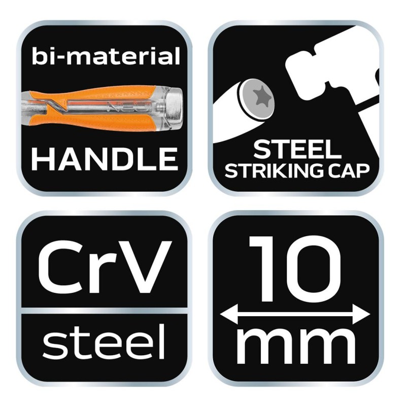 Favéső 10mm, CRV, 2-komponensű markolat (37-910) Favéső 10mm, CRV, 2-komponensű markolat (37-910)