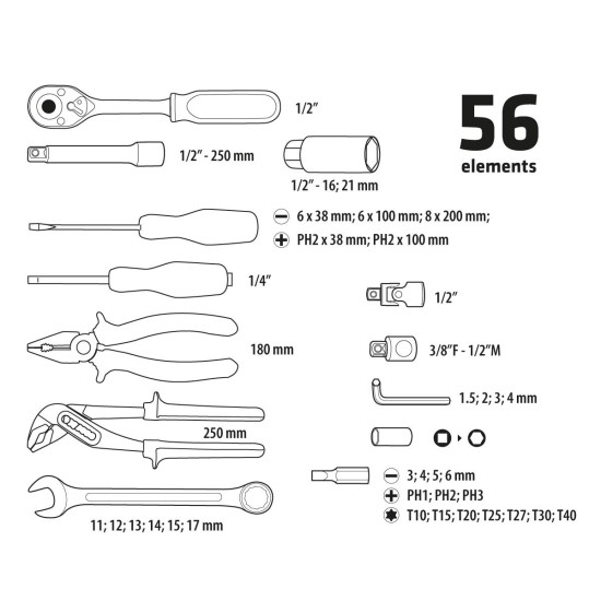 Szerszámkészlet 56db (38D224)