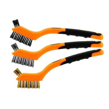 Drótkefe készlet 3db, 3x7 sor, Acél, műanyag és sárgaréz szálas kefék (39-100)