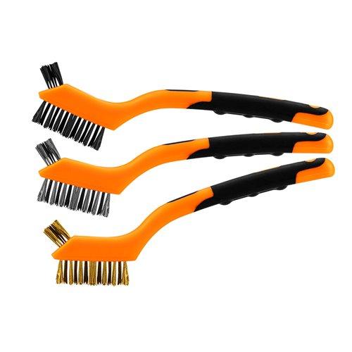 Drótkefe készlet 3db, 3x7 sor, Acél, műanyag és sárgaréz szálas kefék (39-100)