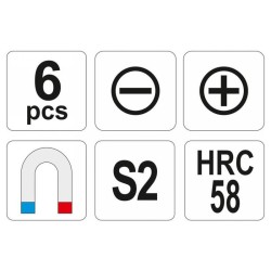 YATO Csavarhúzó készlet 6 részes mágneses S2 (YT-25965)