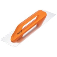 Acél simító, fogazott, rozsdamentes, 480x128mm, 10x10x10mm, fa markolat (50-183)