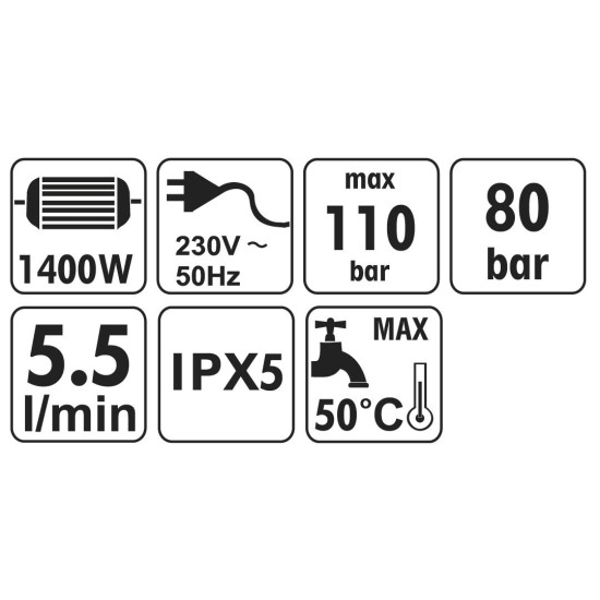 Magasnyomású mosó 1400W, nyomás 80 (max. 110) bars (52G401)